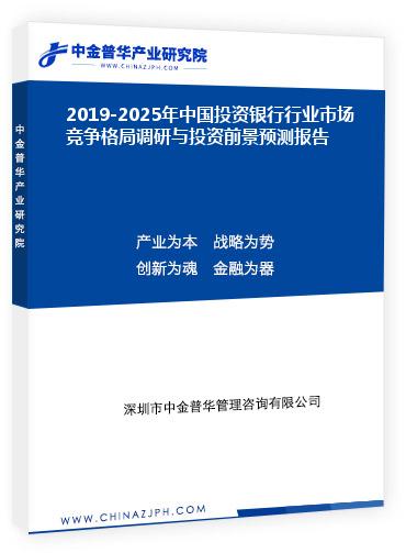 2019-2025年中國投資銀行行業市場競爭格局調研與投資前景預測報告